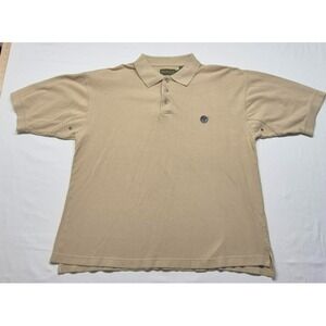 Timberland men's tan outdoor classic knit polo navy tree logo sz. XL